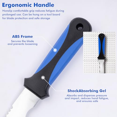 Insulating knife - sod knife, 7.87inch stainless steel blade, suitable for cutting insulating rock wool, Thermal insulation wool - color: short blue