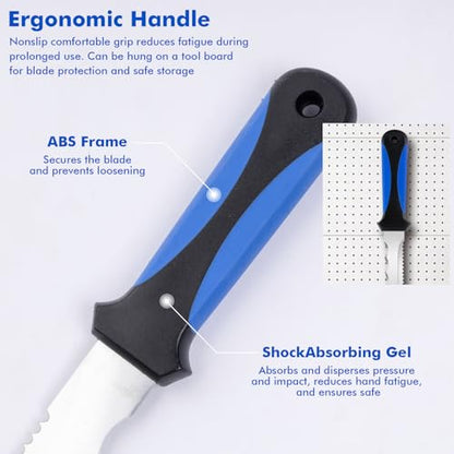 Insulating knife - sod knife, 7.87inch stainless steel blade, suitable for cutting insulating rock wool, Thermal insulation wool - color: short blue