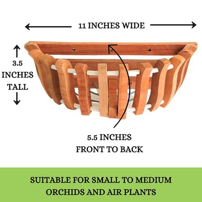 3 Wooden Orchid Wall Planters, Plant Baskets for Wall Mounting (Wall Baskets)
