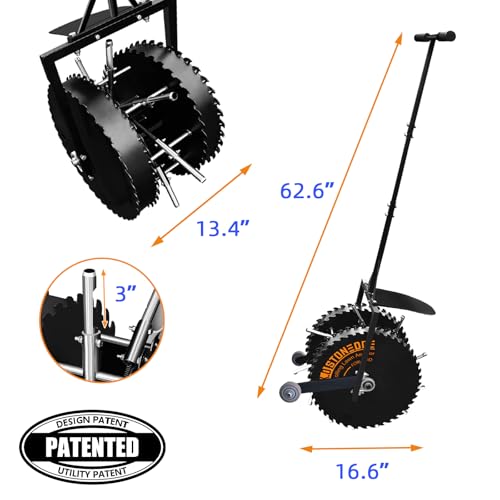 Patented Rolling Lawn Aerator Manual Coring Tool Compacted Soil Loosening