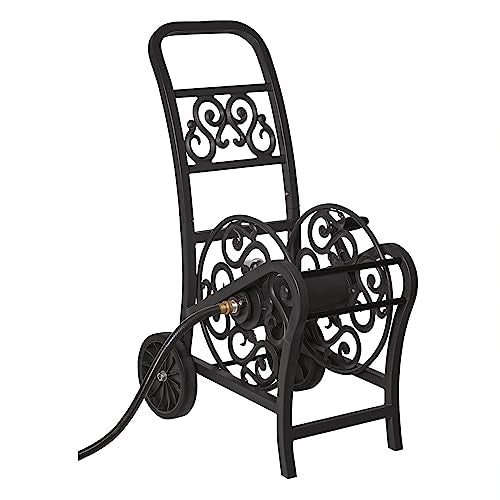 Suncast Metal Decorative 200' Hose Cart with Flat-Free Wheels and Foot Caps, Stylish Garden Hose Reel Cart for 200' of Standard Vinyl Hose - size: 200 Feet