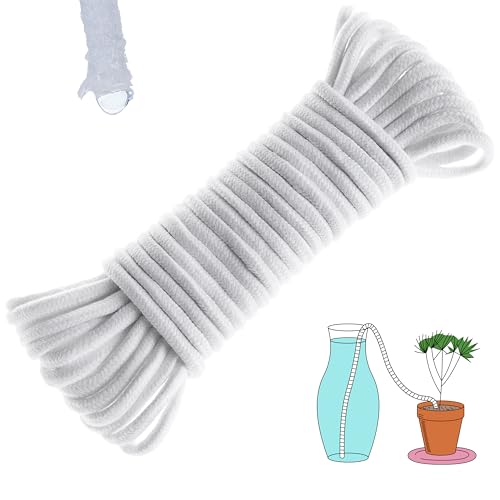 ORIMERC 50 Feet 1/4 Inch Self Watering Wick Cord, Wicking Rope for Plants Caring, Plant Wicks for Self Watering, Plant Wicks for Plants Bottom Watering Automatic Water System Device Tomatoes Vacation - size: 50 feet (1/4 inch)