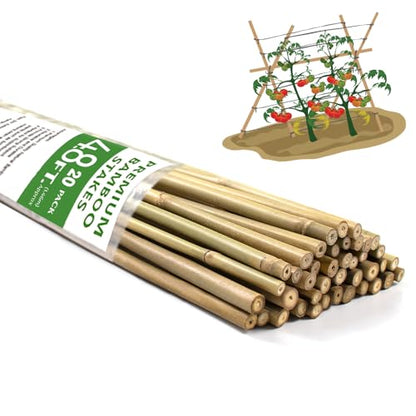 Bamboo Stakes,4.8FT Natural Bamboo Garden Stakes,BOVITRO 20Pcs Plant Stakes - size: 57.6 Inches, Pack of 20