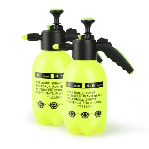 2 Pcs 1/2 Gallon Plastic Handheld Pump Sprayer – Garden Pressure Sprayer Bottle with Adjustable Nozzle for Plants, Cleaning, Household Tasks – Yellow - color: Yellow