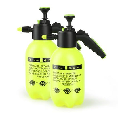 2 Pcs 1/2 Gallon Plastic Handheld Pump Sprayer – Garden Pressure Sprayer Bottle with Adjustable Nozzle for Plants, Cleaning, Household Tasks – Yellow - color: Yellow