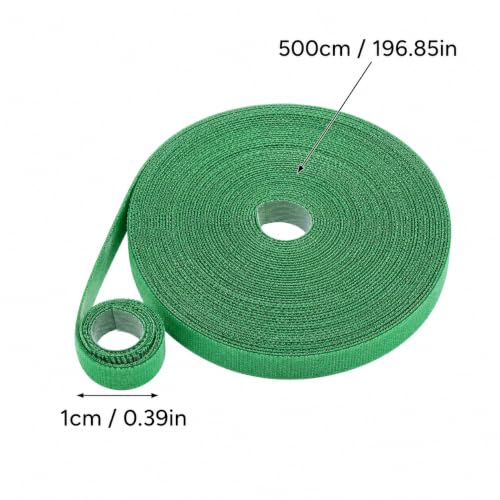 Reusable Green Nylon Plant Ties, 3 Pack 5M Double-Sided Garden Tape for Support, Tomato, Vine, Vegetable Plants, Soft Tree Training Wraps with Cutter for Gardening