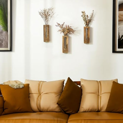 Farmhouse Wall Plant Propagation Station with Glass Tubes - color: Brown