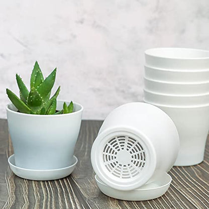 TDHDIKE 10 Pcs Plastic Planters Indoor Flower Plant Pots (White25) - color: White25
