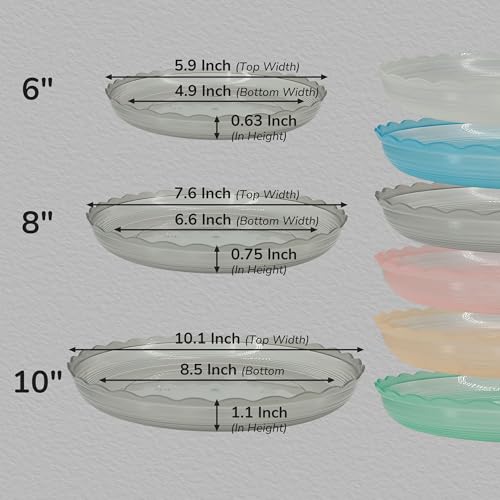 12Pcs Clear Plant Saucer, 6 8 10 Inch Durable Plastic Plant Tray, Round Plant Pot Saucers, Drip Tray for Indoor and Outdoor Garden, Red - color: Red(6" 8" 10")