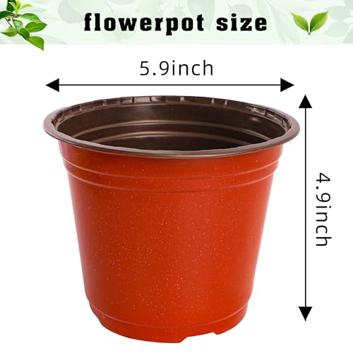 TDHDIKE 6" Plastic Plant Nursery Pots 100Pcs with 100 Labels - size: 6inch100