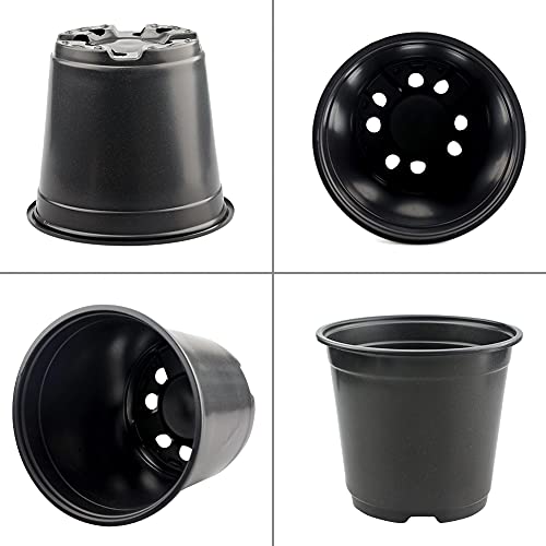 KINGLAKE 50 Pcs 6" Plastic Plants Nursery Seedlings Pots Flower Plant Container Seed Starting Pots Matte Black - color: Matt Black