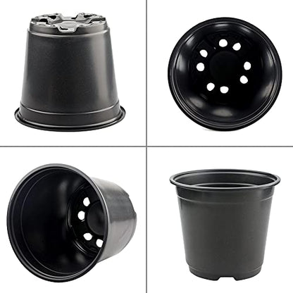 KINGLAKE 50 Pcs 6" Plastic Plants Nursery Seedlings Pots Flower Plant Container Seed Starting Pots Matte Black - color: Matt Black