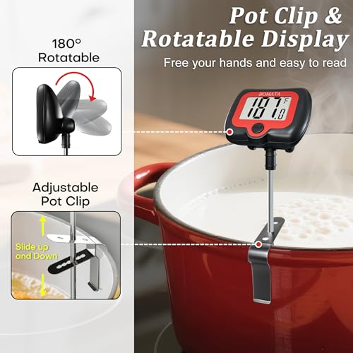 BOMATA Digital Candy Thermometer with Pot Clip, Deep Fry Oil Thermometer - color: Black