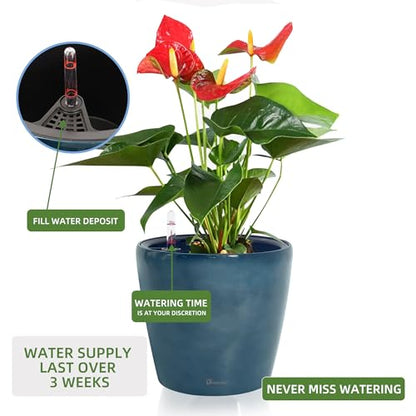 Dexceder 9x8 Self Watering Planter (Grayish Green Gradient) - color: Grayish Green, size: 9x8
