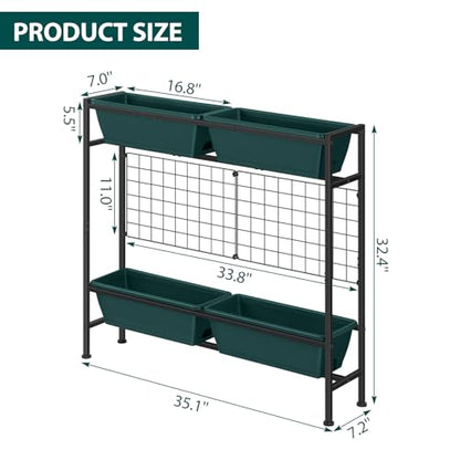 OYEAL Raised Garden Bed with Legs & & Trellis 32" Tall Vertical Herb Garden Planter Indoor Outdoor Elevated Flower Beds for Gardening, Vegetables, Herbs, Patio, Balcony, Backyard, Green - color: Green