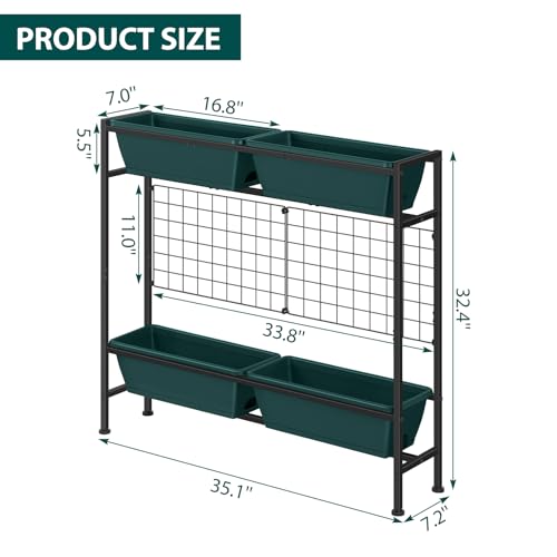 OYEAL Raised Garden Bed with Legs & & Trellis 32" Tall Vertical Herb Garden Planter Indoor Outdoor Elevated Flower Beds for Gardening, Vegetables, Herbs, Patio, Balcony, Backyard, Green - color: Green