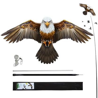 Bird Scarer Kite with 13ft Pole Bird Hawk Flying Kites-Eagle Kite - color: eagle kite with 4m pole