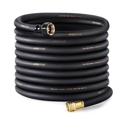 Garden Hose 5/8"x 100ft Brass Rubber Heavy Duty Water Hose 600 PSI Black - color: Black, size: 100FT