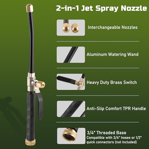 Lichamp Garden Hose Nozzle, 2-Pack High Pressure Water Spraying Wands