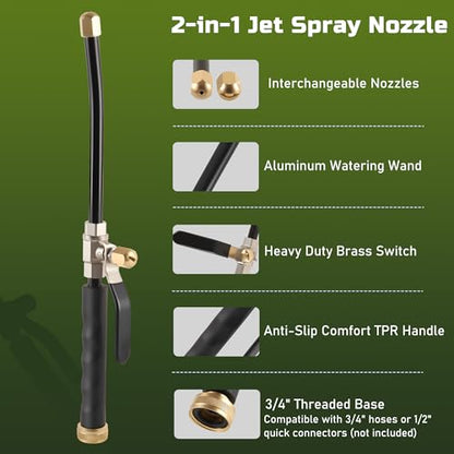 Lichamp Garden Hose Nozzle, 2-Pack High Pressure Water Spraying Wands
