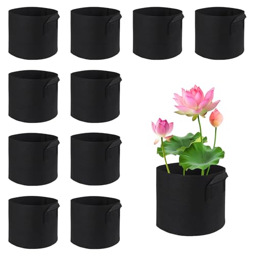 10 Pack Lily Plant Pots for Pond, Aquatic Pond Planter for Pond Reusable Pond Plant Basket Grow Bags for Pond, Aquatic Plants, Potato, Carrot, Onion, Flower (1 Gallon) - size: 1 Gallon