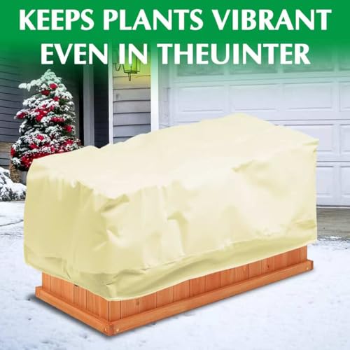 2 Pack 59" x 35" x 17" Upgraded Insulation Raised Garden Bed Cover with Thermal Aluminum Film Liner, Rectangular Plant Covers Freeze Protection Outdoor Winter Plants Frost Covers Blanket - color: White
