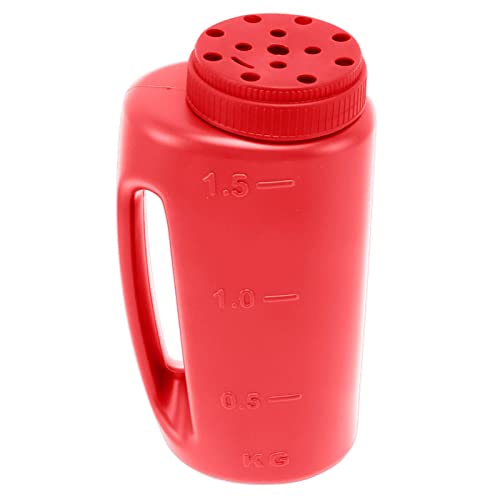 Hand Shaker Spreader, 2L Plastic Salt and Seed Spreader, 7.5x4.9 Inch, 14 Hole Adjustable, for Lawn, Garden, Ice Melt (Red) - color: Red