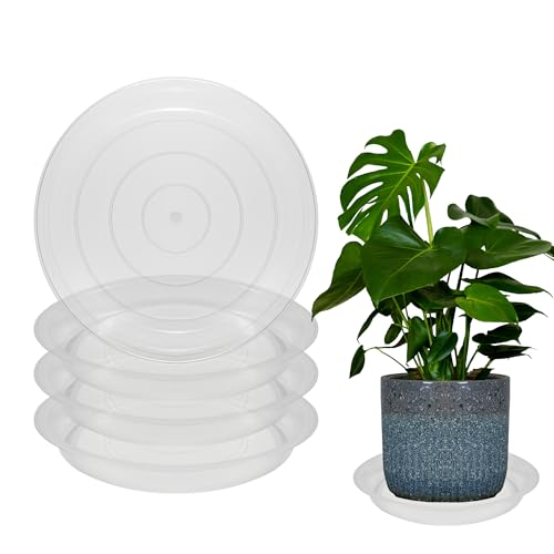 4 Pack 16 Inch Round Plant Saucers for Less 14 Inch Pot Indoors Outdoors Plant Trays for Pots Planter Saucer Plastic Drip Tray Planter Water Tray (Clear, 16"(4pcs)) - color: Clear, size: 16"(4pcs)