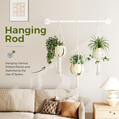 Bamworld Hanging Planters for Indoor Plants Plant Hanger Indoor Hanging Plant Holder Window Plants Shelves Metal Rod(Pot&Chains Not Included) 36.2in White - color: White, size: 36.2 Inch (pots not included)