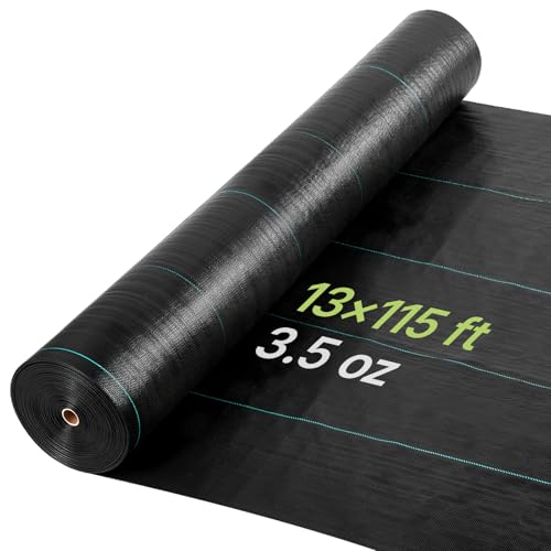 VEVOR 13x115FT 3.5oz Weed Barrier Fabric Heavy Duty, Landscape Fabric, Woven Weed Blocker Fabric, Garden Weed Fabric, Weed Control Fabric Ground Cover, Landscaping Cloth, Weed Mat, Black - size: 13FT*115FT-3.5oz
