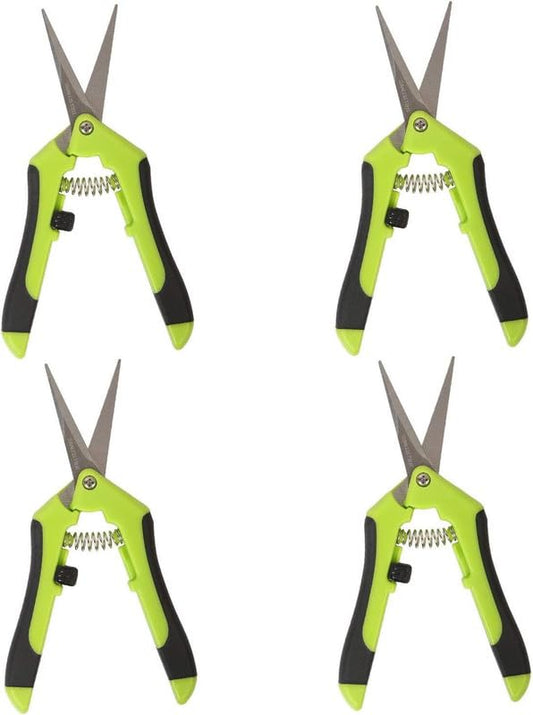 4-Pack 6.5" Bud Trimming Scissors, Professional Micro-Tip Pruning Snips with Straight Stainless Steel Blades