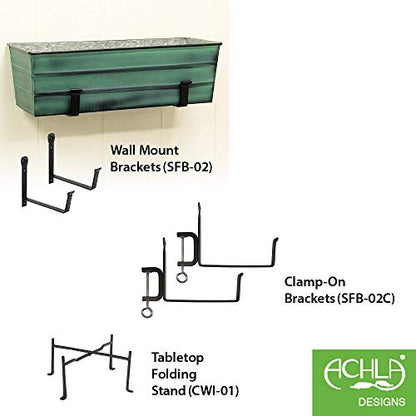 Achla Designs Galvanized Window Flower Box Planter-Green-Medium (24" L x 9.5" W x 7.5" H) - color: Green, size: Medium