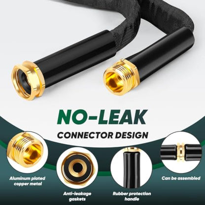 Garden Hose 50FT, Non-Expanding Water Hose with 3/4'' Standard Fittings - color: Black, size: 50ft