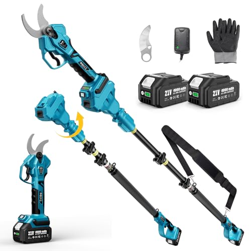 SEESII 2-in-1 Pole Electric Pruning Shears, 1.8" Cut Pole Cordless Pruner - color: Sky Blue