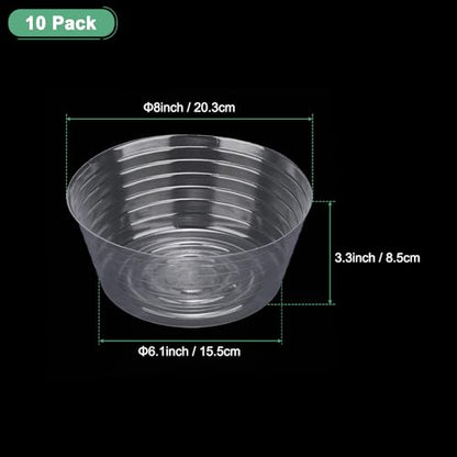 M METERXITY 10-Pack Plastic Plant Saucer, 8 Inch Clear Thin Plant Saucer Drip Tray for Indoor/Outdoor, Planter Liners Nursery Pots - size: 8 Inch