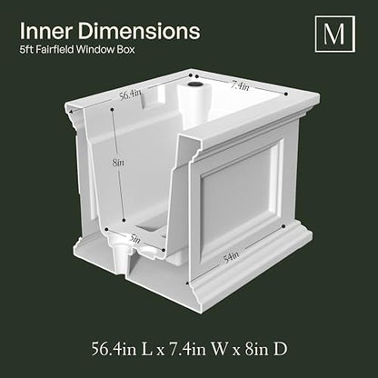 Mayne Fairfield 60in Self-Watering Rectangular Window Box Planter, White - color: White, size: 60in