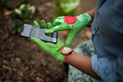 Digz Gardening Gloves, Garden Gloves for Women - color: Green Leaves Pattern, size: Medium
