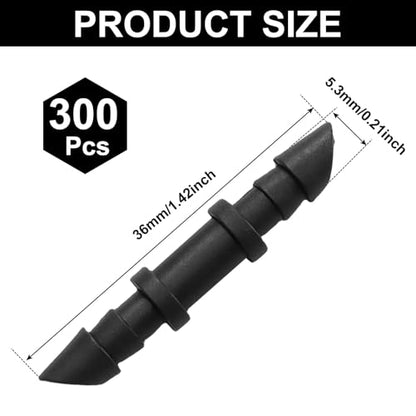 Murtenze 300 Pack Drip Irrigation Barbed Coupling Connectors, 1/4 Inch Barbed Coupling Fittings Drip Line Coupler for Garden Sprinkler System Lawn Greenhouse - size: Coupling-300P