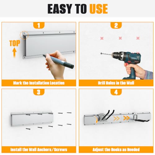 Ultrawall Wall Mounted Garage Tool Organizer, Yard Tool Organizer Rack