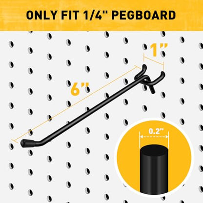 ELEAD 60-Piece 6 Inch Extra Thick Pegboard Hooks, Heavy Duty Peg Board Organizer Accessories, Peg Board Tool Hangers Fit for 1/4" Pegboard Hanging Tools Garage, Workshop, and Craft Storage - style: 60-Piece 6 Inch extra thick