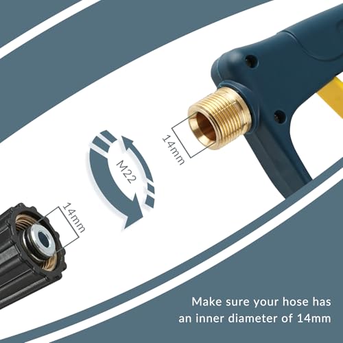 Sooprinse High Pressure Washer Gun 3000 PSI Max, Power Washer Short Gun, High Pressure Spray Gun with 1/4 Inch Quick Connector, M22-14 - color: Blackish Green