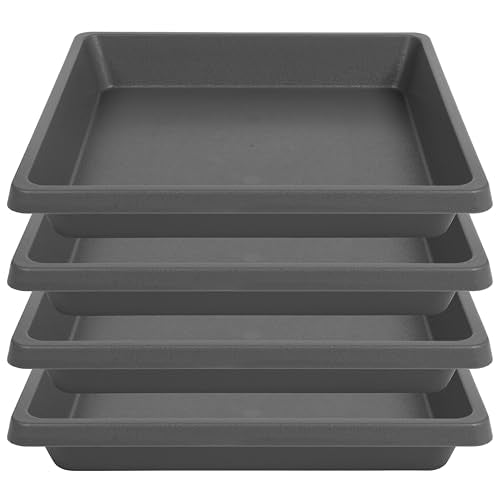 Square Plant Saucer 6 Inch 4 Pack 8 10 12 14 16 18 20 inch Plant Drip Trays, Plant Trays for Pots, Plant Saucers for Indoors and Outdoors, Durable No Holes, Water Catcher Tray for Flower pots - color: Gray, size: 6"(4Pack)