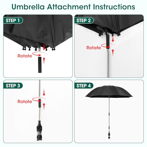 OAOA innovation 2-in-1 Garden Kneeler with Umbrella, Kneeling Bench & Black Umbrella, Portable Stool 330lb Capacity, Garden Tools Bag with Bottle Holder, Gardening Gift for Men Women Seniors - color: Black