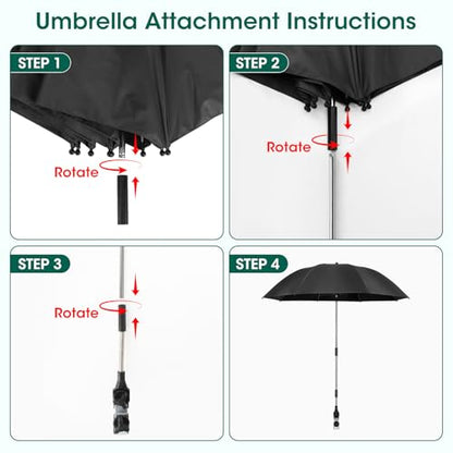 OAOA innovation 2-in-1 Garden Kneeler with Umbrella, Kneeling Bench & Black Umbrella, Portable Stool 330lb Capacity, Garden Tools Bag with Bottle Holder, Gardening Gift for Men Women Seniors - color: Black