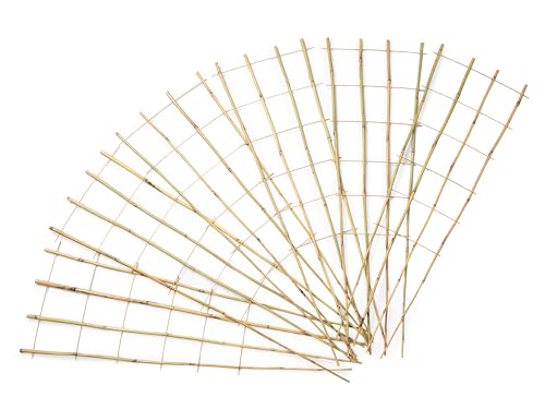 SWANGSA 6 Pack 4Ft Bamboo Trellis for Climbing Plants, Fan-Shaped Garden Ladder Trellis with 100pcs Twist Ties for Outdoor and Indoor Plant Support, Potted Plants, Cucumber, Tomato, Vine - size: 4ft