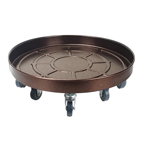 20 Inch Heavy Duty Plant Stand on Wheels, Round Plant Caddy with Wheels for Indoor & Outdoor Use, Metal Rolling Tray for Potted and Small Furniture, Copper - color: Copper