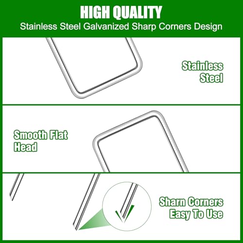 Garden Staples Set, 6Inch 11 Gauge 25pcs Galvanized Ground Nails, Anti-Rust,U-Shaped Lawn Spikes, 3mm Landscaping Fabric Pins for Weed Barrier, Groud Cover, Artificial Grass