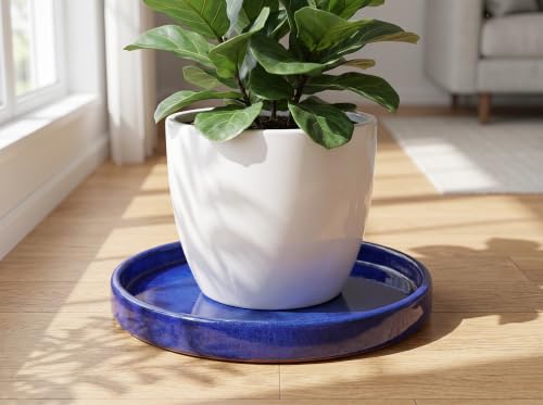 13.8 inch Ceramic Plant Saucer, Blue - color: Blue
