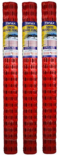 Tenax 2A060006 Guardian Economy Safety Fence - Mesh Temporary Fence, Orange, 4 ft x 100 ft, Pack of 3