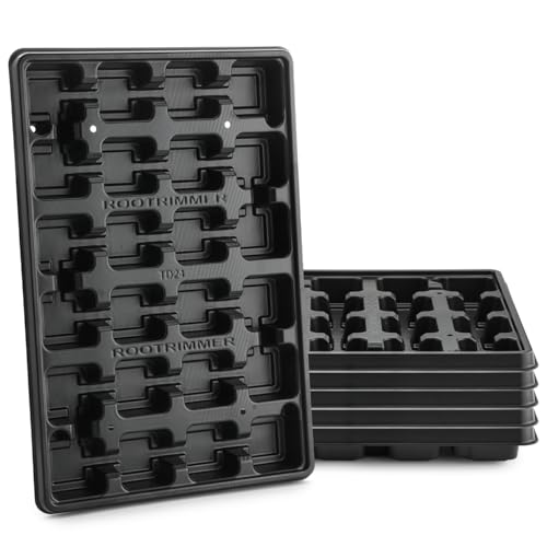 24 Cell Nursery Pots Trays 5 Pack (17"x11"x1.6"), Reusable Plant Pot Tray for Holding 2.8 inch (7CM) Square Nursery Pots, Durable Plastic Carrying Seed Starter Tray with Drain Holes (Black) - color: Black, size: 24 Cell Trays-5 Pack